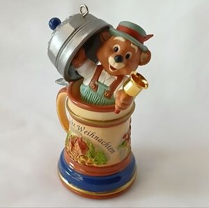 Vintage Hallmark Cheers To You Bear In Stein  Mug 1994 Christmas Tree Ornament